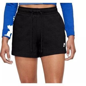 Women's NIKE DQ5802-010 Club Fleece Mid-Rise Shorts, Black XL